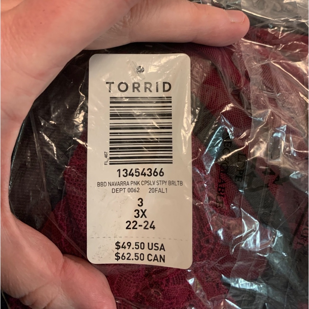 NEW Torrid 3 Berry Lace & Mesh Strappy Wireless Babydoll - Picture 8 of 8